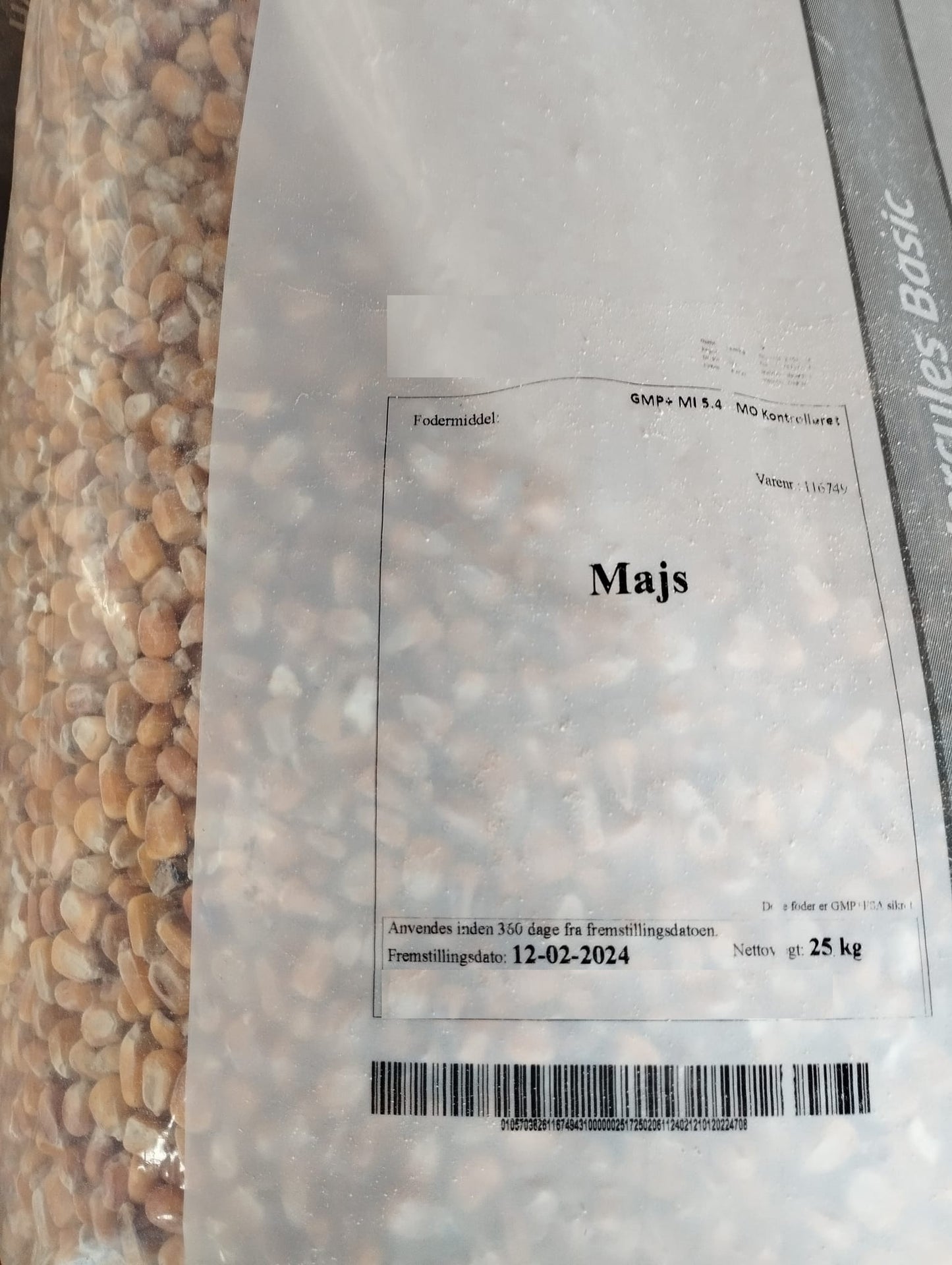 Majs – Hela kärnor i 25 kg påsar