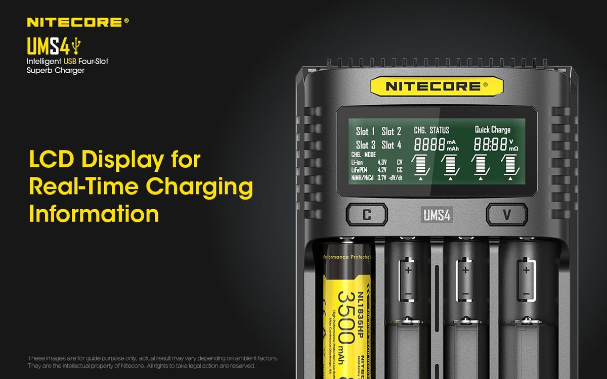 Nitecore UMS4 lader til 4x batterier