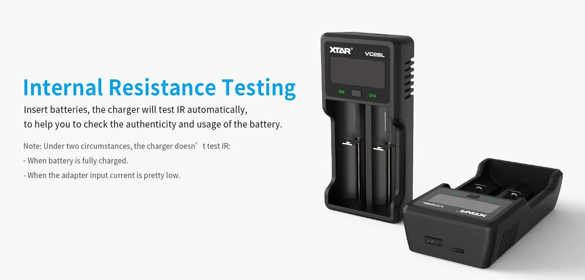 XTAR VC2SL fra forskellige vinkler med test af intern modstand