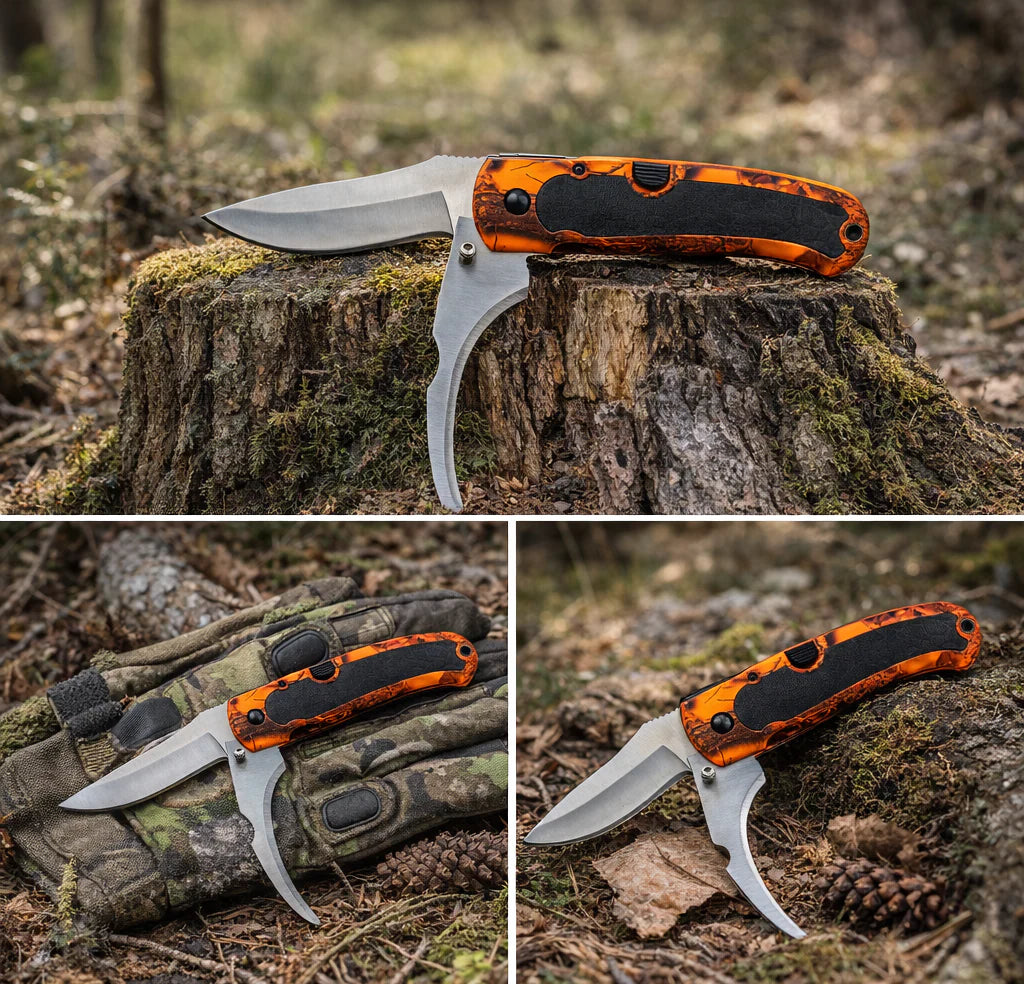 Orange camo kniv 2 blade