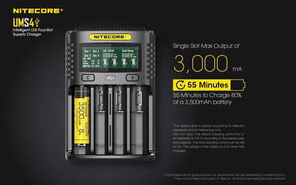 Nitecore UMS4 lader til 4x batterier