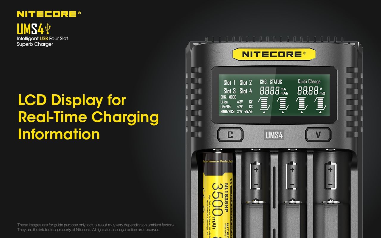 Nitecore UMS4 lader til 4x batterier