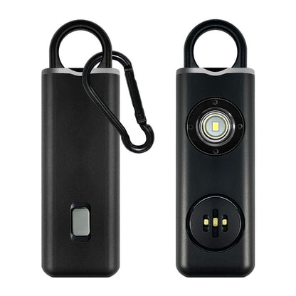 Personalarm 130 dB sort - forside og bagside