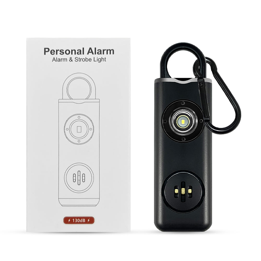 Personalarm 130 dB med LED-strobe og emballage
