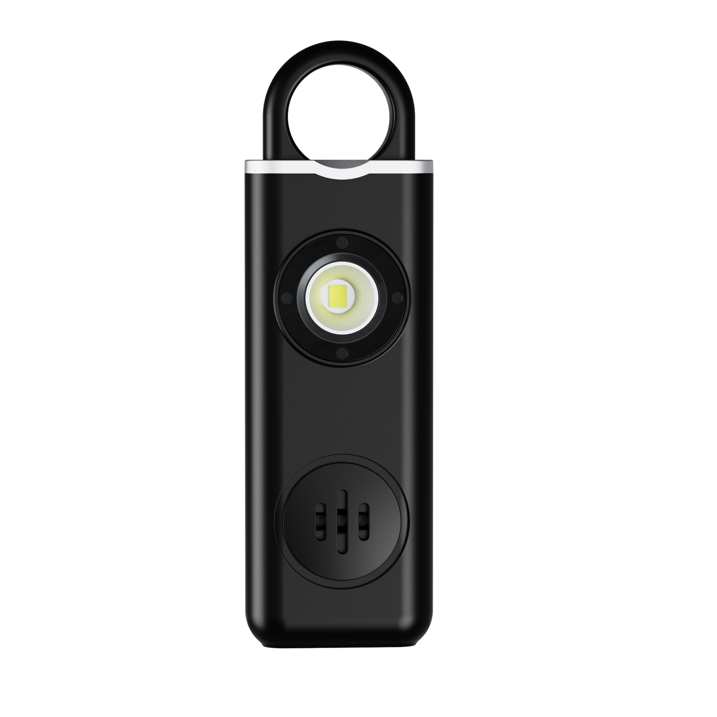 Sort personalarm 130 dB med LED-strobe