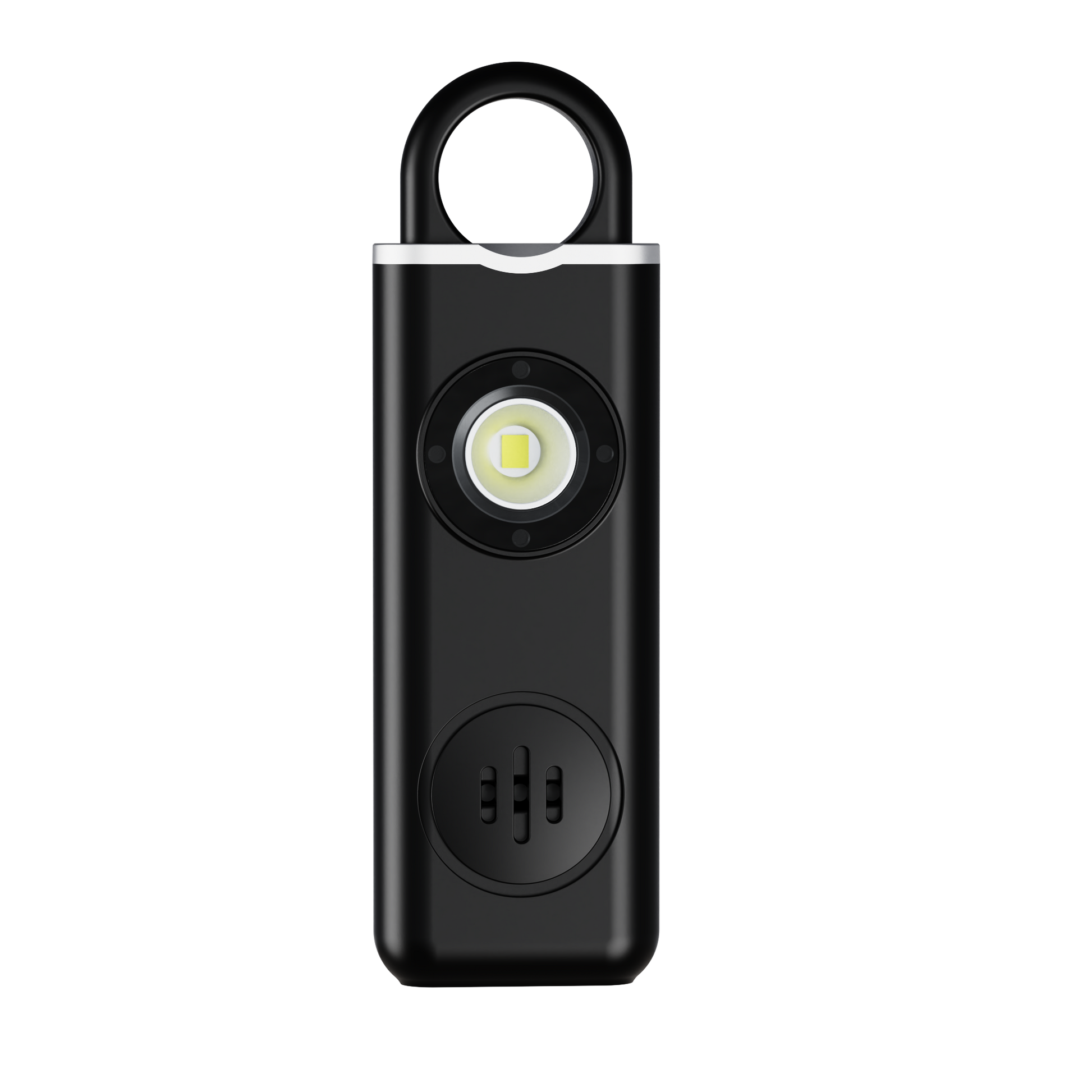 Sort personalarm 130 dB med LED-strobe