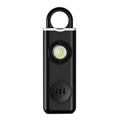 Sort personalarm 130 dB med LED-strobe